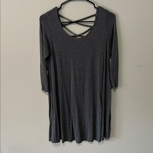 Heart Hips Charcoal Tunic with Crisscross Back
